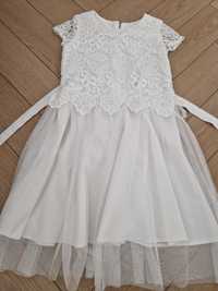 Sukienka wizytowa biała tiulowa koronkowa 152