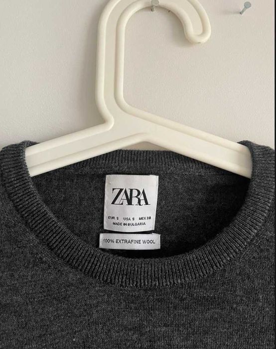 Męski grafitowy sweter S Zara Man wełniany