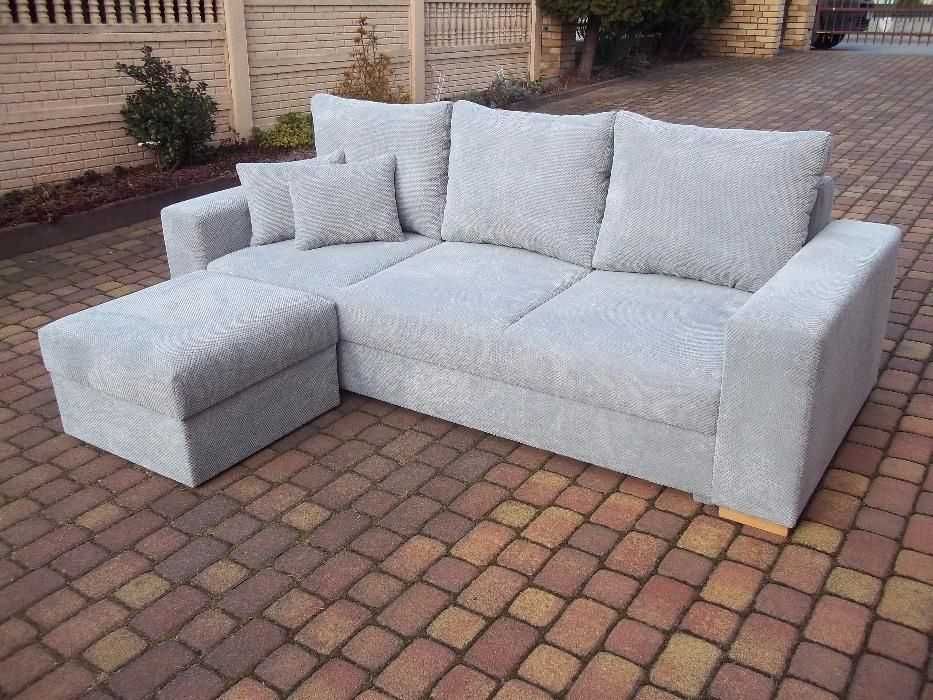 Sofa/narożnik z dostawianą pufą//szeroka pow spania na sprężynach
