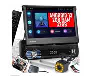 Radio 1din Android 13 z kamerą cofania pen drive i blutatch