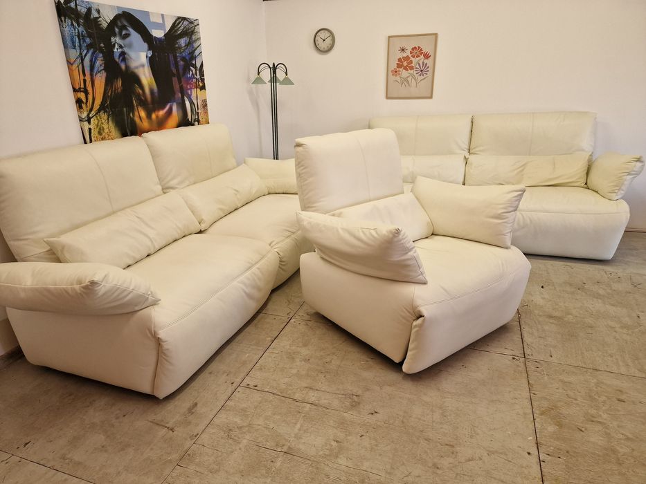Piękny nowoczesny komplet wypoczynkowy skóra naturalna/relax /Koinor