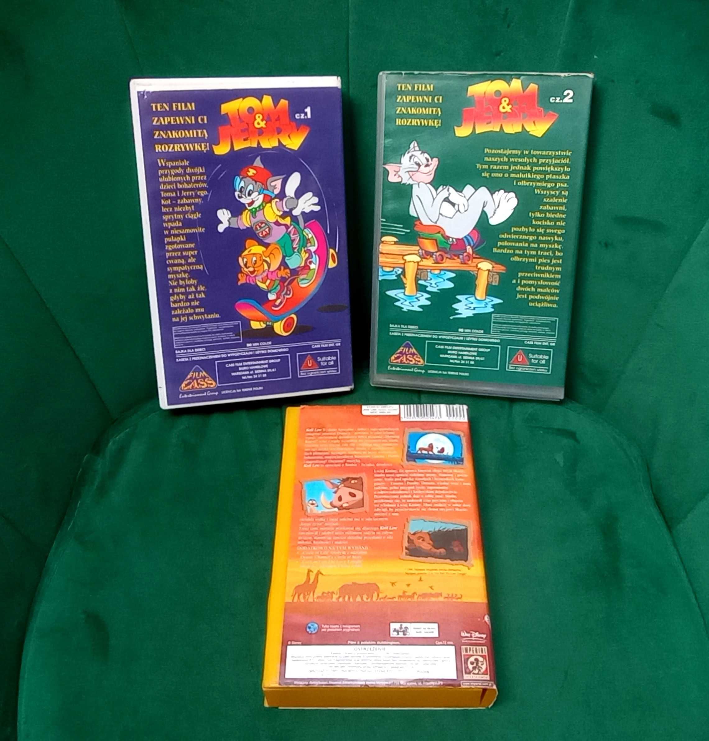 Bajki Kasety VHS Tom Jerry Król Lew Polskie