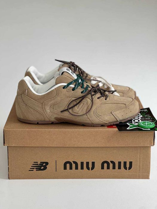 Женские кроссовки NEW BALANCE x MIU MIU BEIGE / GREEN. 36-40