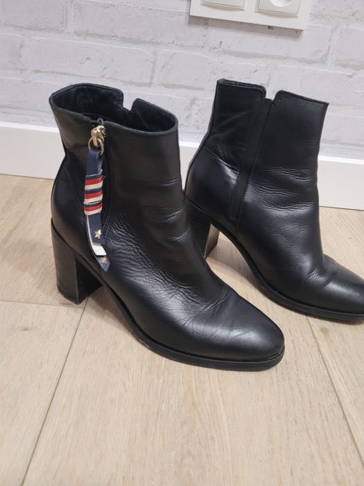 Botki tommy hilfiger 37 czarne skórzane