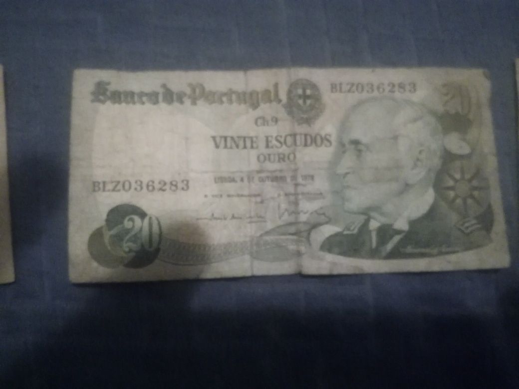 Notas de 20 escudos (gago coutinho) e 50 escudos infanta D. Maria