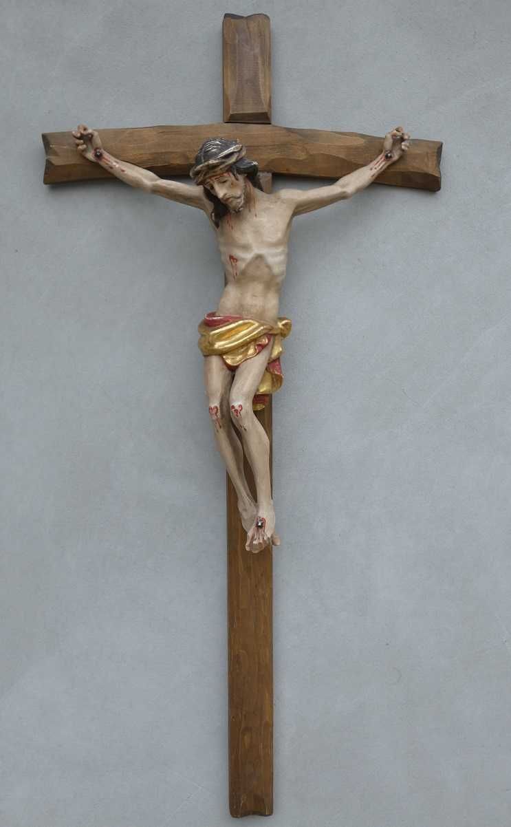 Krzyż Krucyfiks POLICHROMIA JEZUS rzeźba drewno 95,5cm
