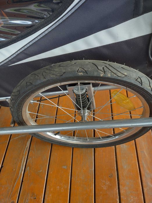 Przyczepka rowerowa 2-osobowa / wózek - kolor czarno-biały