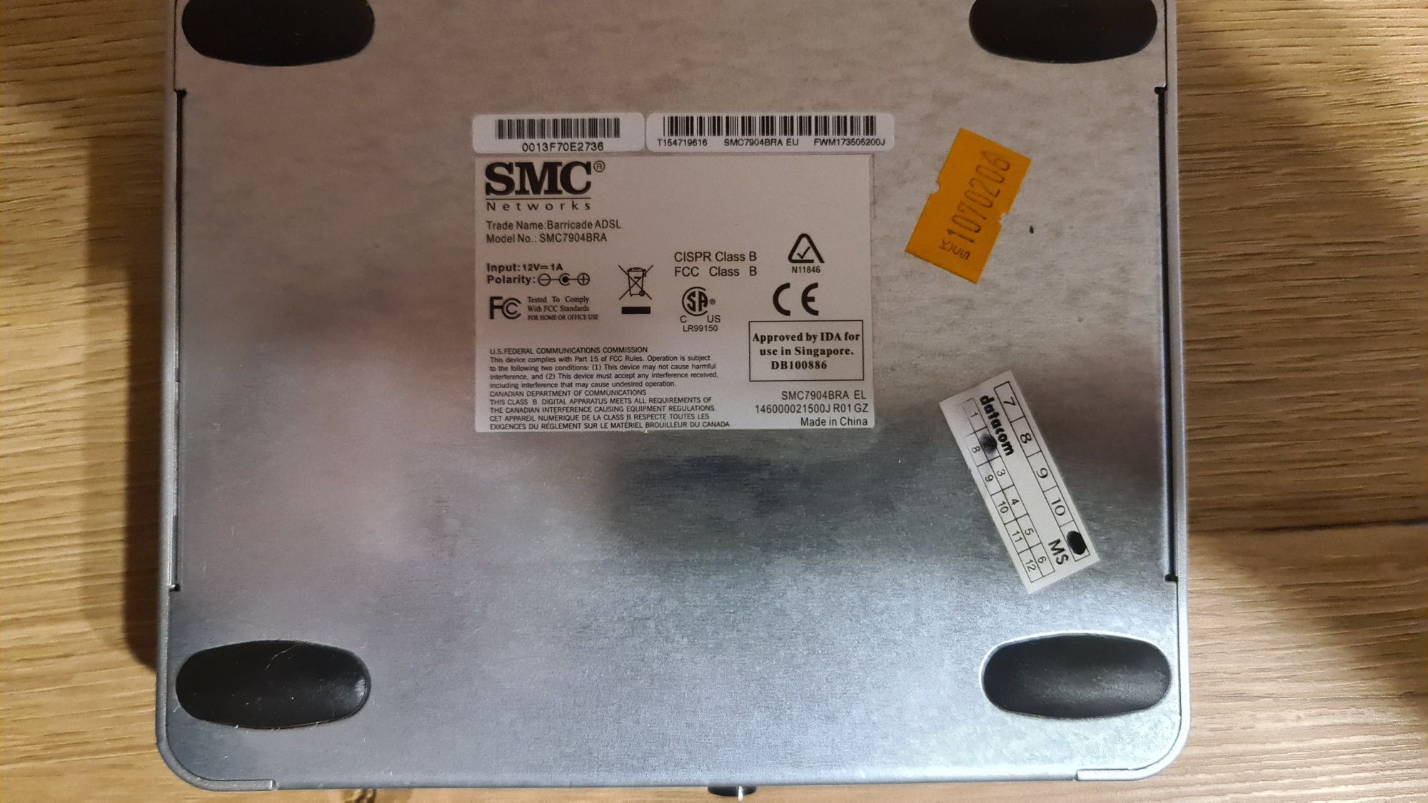 router / modem ADSL2/2+ Annex A Barricade SMC7904BRA