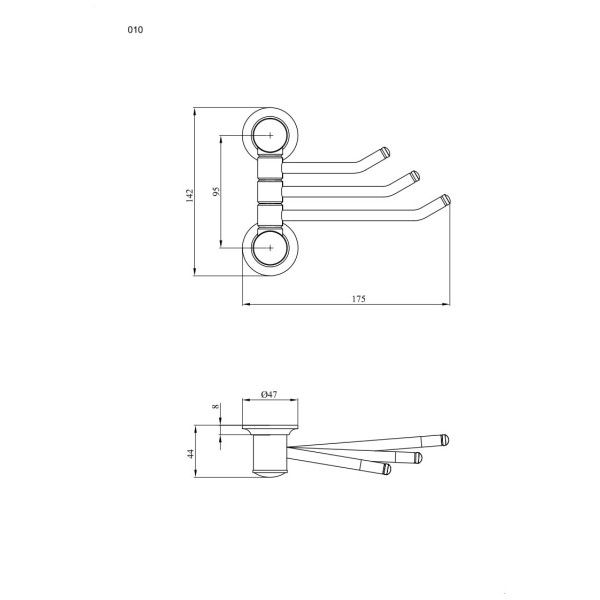 Wieszak potrójny ANDEX Classic 010NG czarny