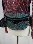 Damska elegancka torebka nerka crossbody kryształki dżety + saszetka