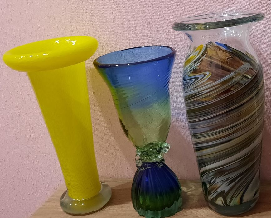 Величезна й розкішна,надзвичайно красива ваза з гутного скла;Vintage60