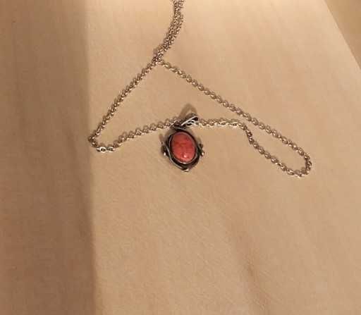 Łańcuszek (srebro 800 / 3) wisiorek 925 koral koralowiec