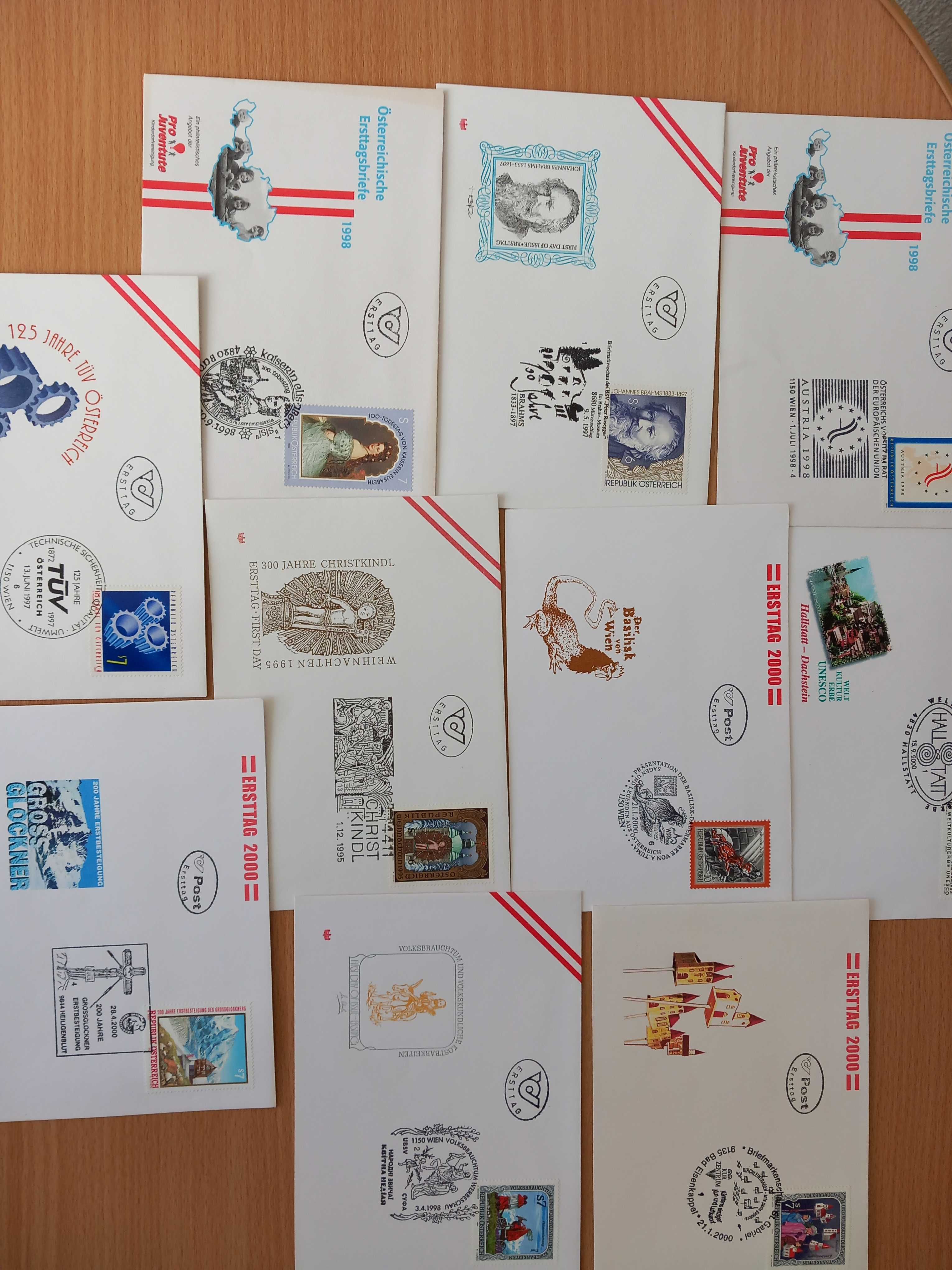 Koperty FDC 50x Austria, 50x Francja