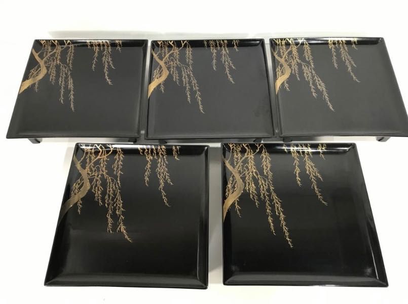 Conjunto mesas vintage Japonesas madeira lacada Oriental Japão