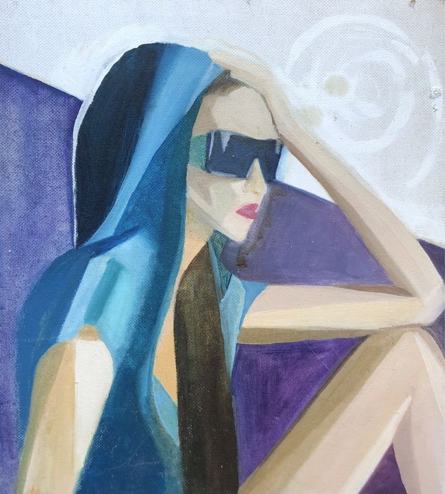 Obraz olejny Kobieta w niebieskościach