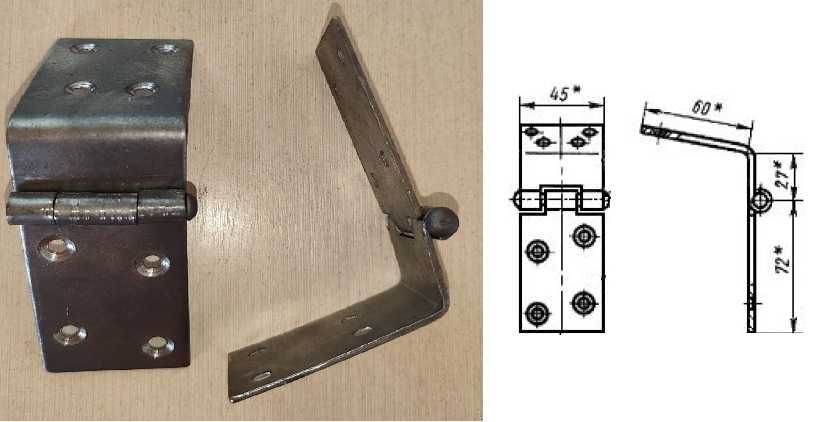 Фурнітура металева для тари, замок, петля шарнірна, ручки, кутники
