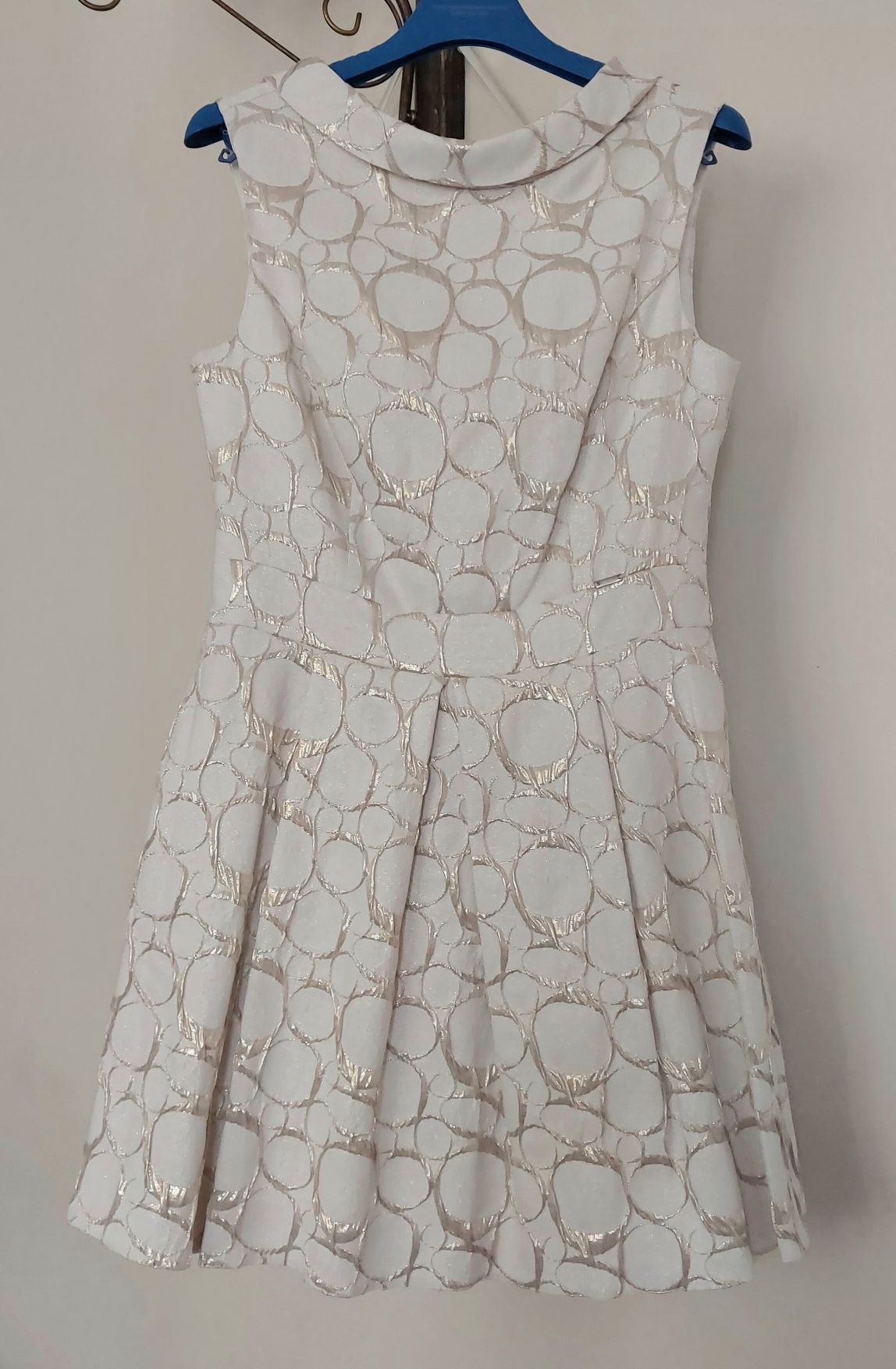 Elegancka sukienka kremowo-złota r. 38