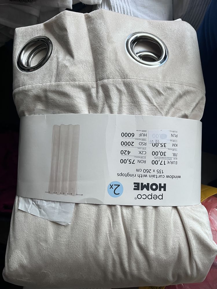 Komplet zasłon z weluru beż 4szt nowe