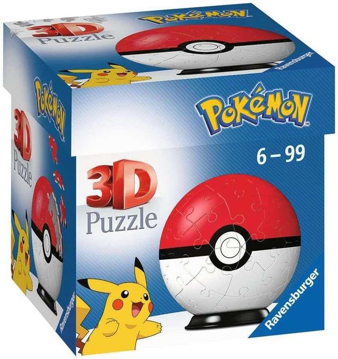 3x Puzzle 3D Kula: Pokemon czerwona (Pokeball )