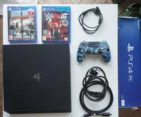 Doskonale sprawny zestaw PlayStation 4 Pro 1TB, pad, 2gry,DATE CODE 7B