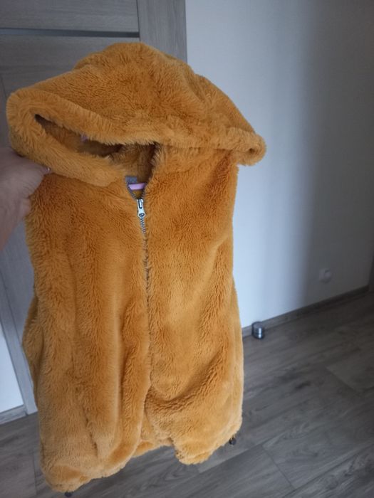 Kamizelka musztardowa miś futerko 164/ s