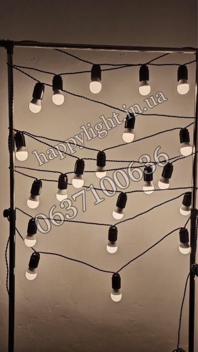 Гирлянда ретро лампы led/матовые/накаливания/филамент витой провод ч/б