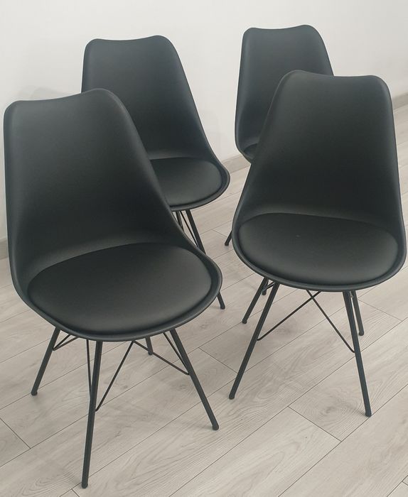 Zestaw 4 krzeseł loft czarne