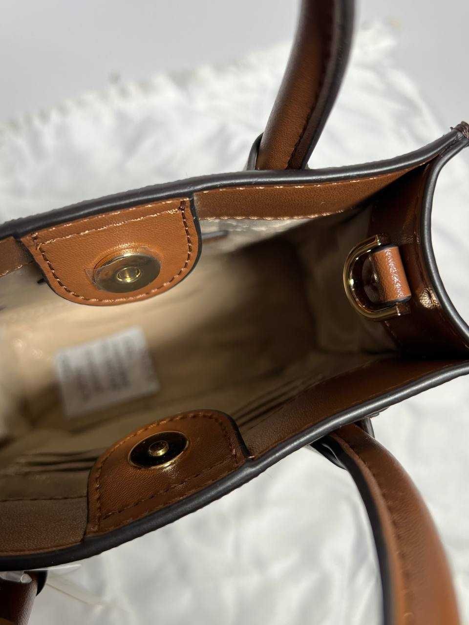 Сумка Michael Kors Mercer Extra-Small Logo and Leather коричневая