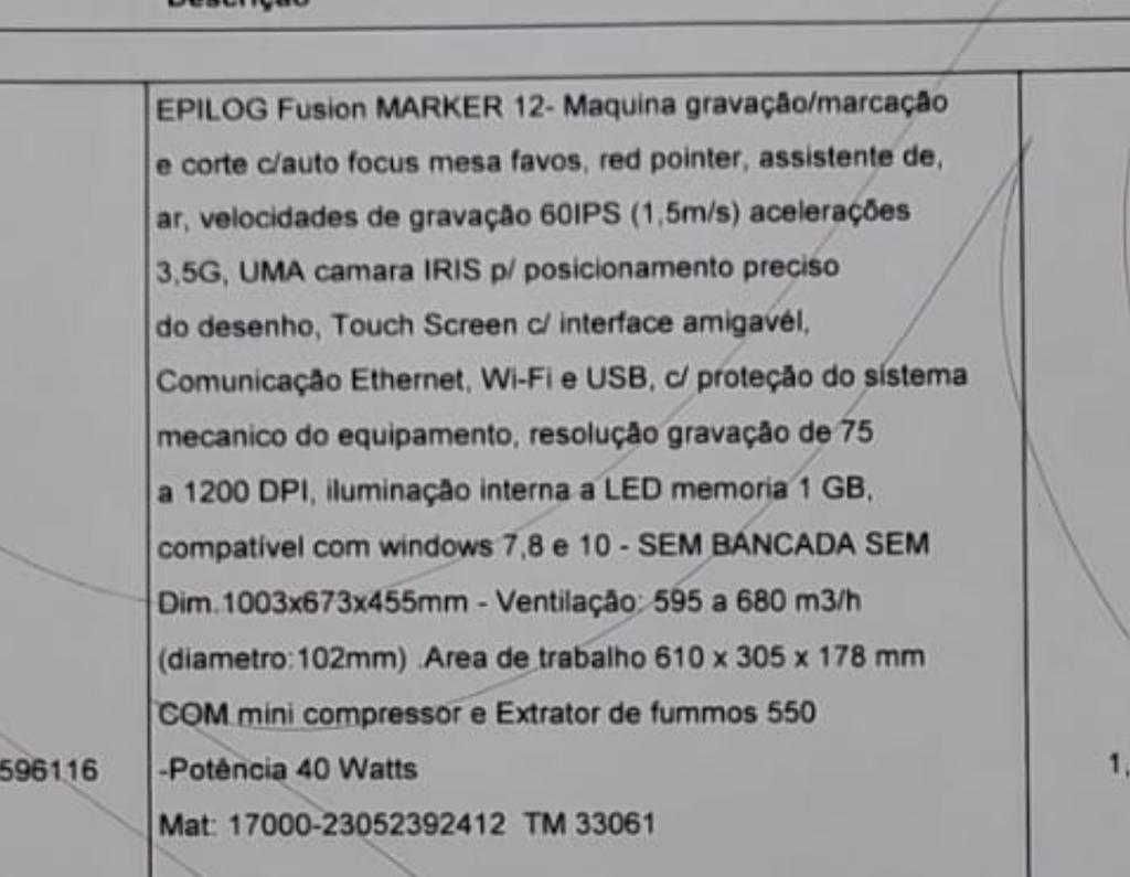 EPILOG Fusion MARKER 12- Máquina gravação/marcação e corte NOVA