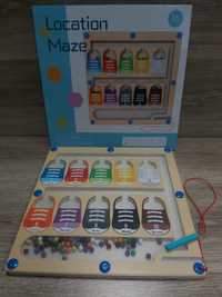 Nowy magnetyczny labirynt drewniany ,sorter Montessori ,buty ,kulki