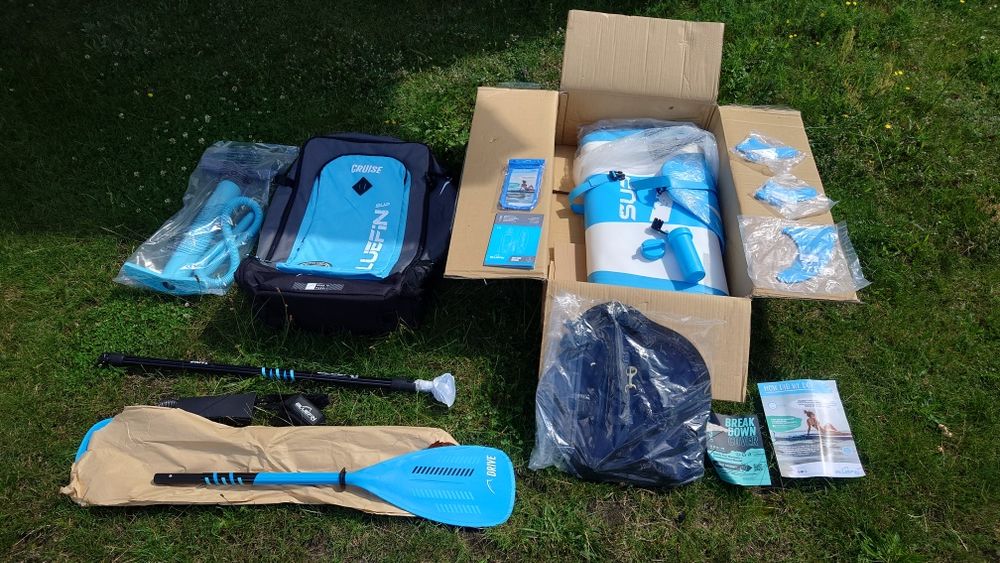 Deska SUP/kajak 2w1 Wiosło z kompozytu Lekka + plecak Bluefin 327 cm