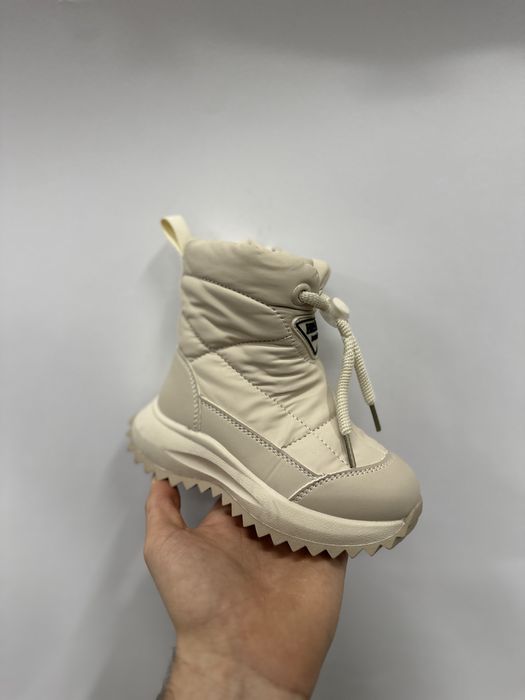 Дутики зимові на овчині 26-32, світлі дутіки черевики, дитячі ботинки