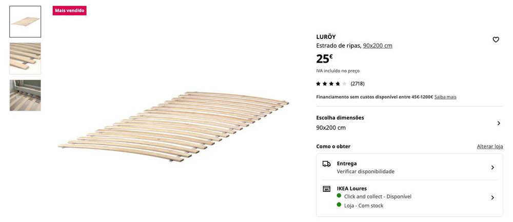 Estrutura de cama Ikea com estrado