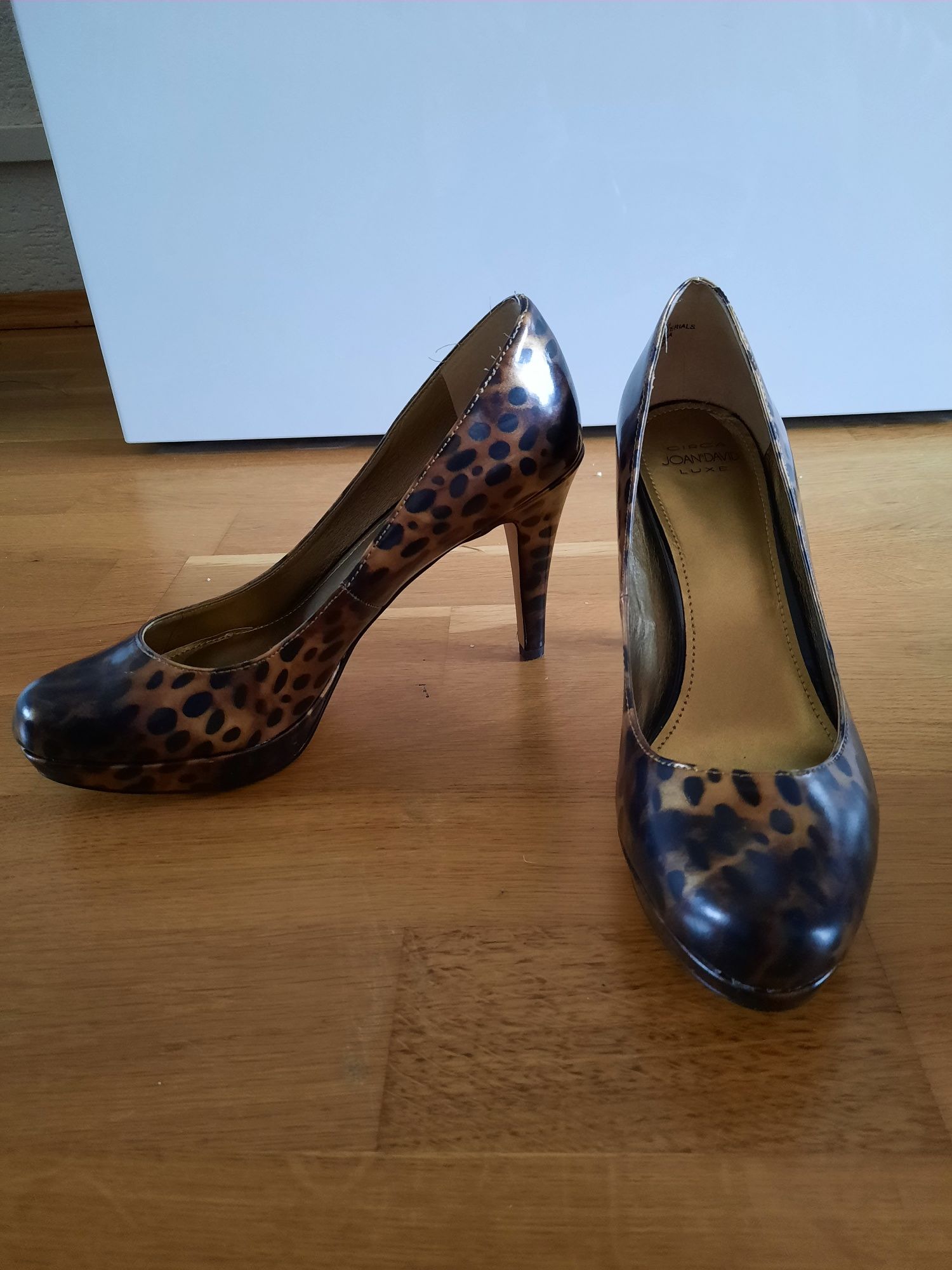 Szpilki w panterke 38.5, buty na obcasie w panterkę 38.5, buty na ślub