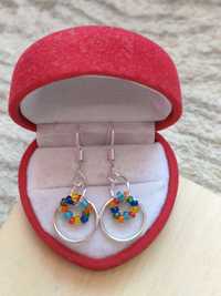 Przepiękne kolorowe kolczyki kółka koraliki colorful earrings