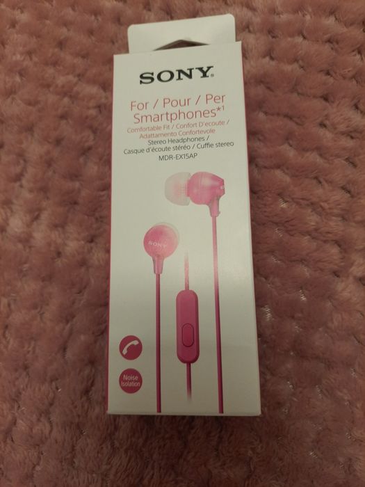 Słuchawki przewodowe Sony MDR-EX15AP Dokanałowe Mikrofon Różowy