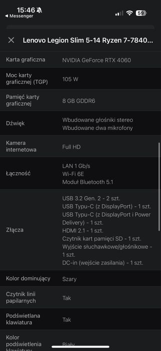 Lenovo Legion Slim 5 NA 4 LETNIEJ GWARANCJI