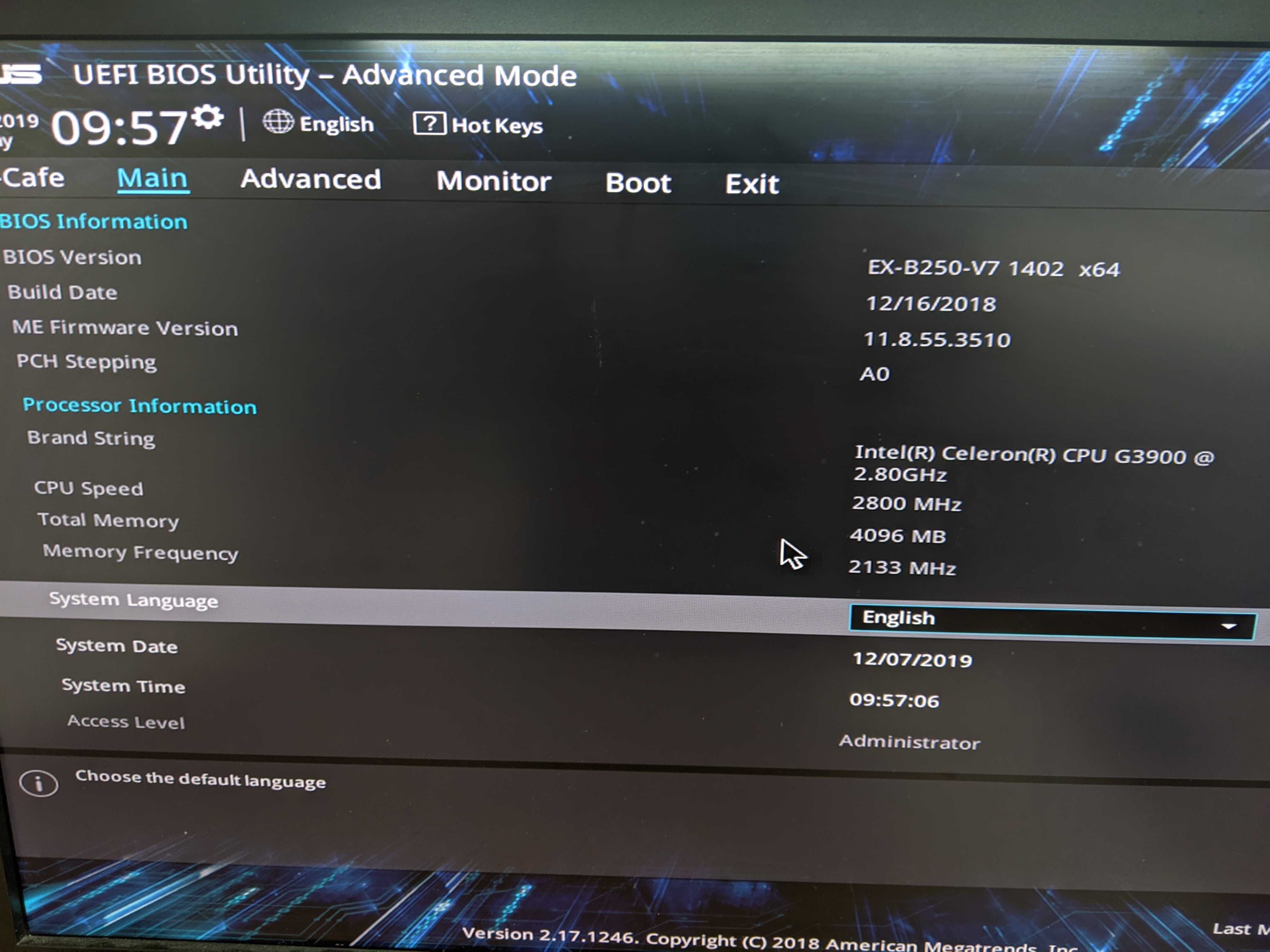 Asus EX-B250-V7(s1151)+ Intel G3900+ОЗУ 8Gb+Кулер