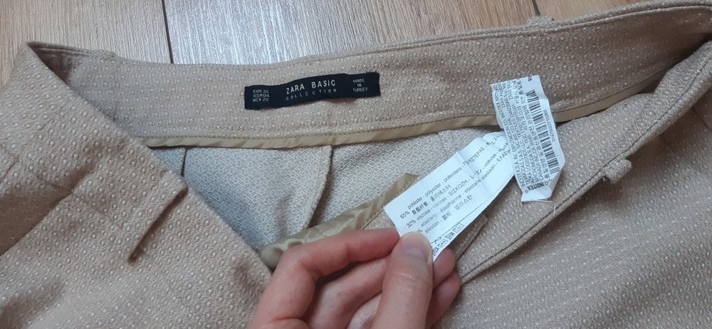 Spodnia Zara Basic beżowe rozmiar 36 z wiskozą