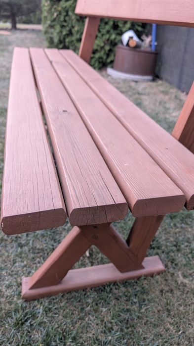 Komplet mebli ogrodowych drewno, stół i 2 ławki
