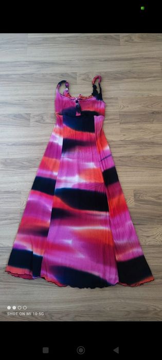 Namaste Energetyczna długa sukienka tie-dye pink orange wiskoza S