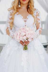 Ажурное свадебное платье с рукавами "Анастасия"