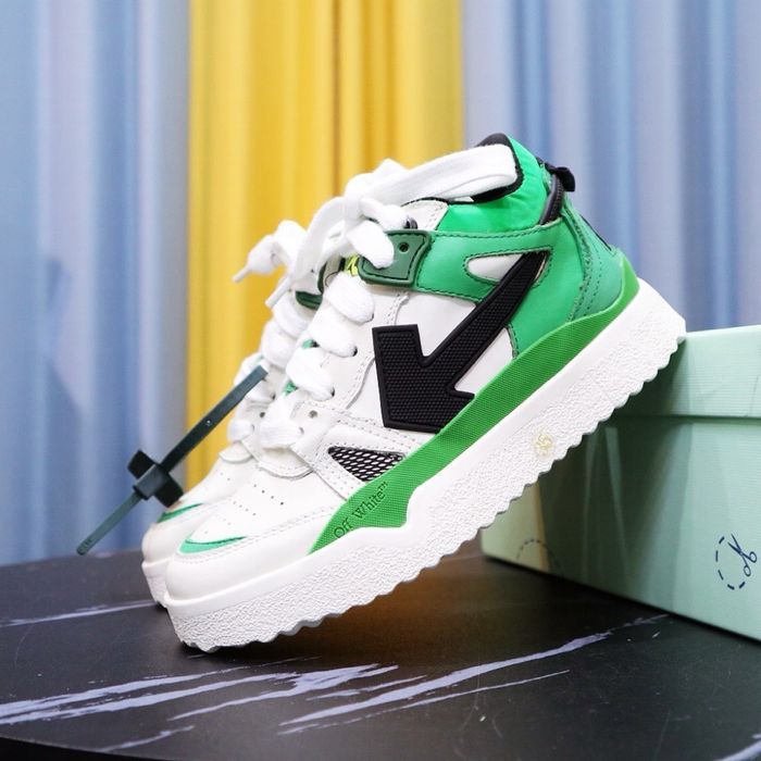 Кроссовки Off-white мужские брендовые белые с зеленым