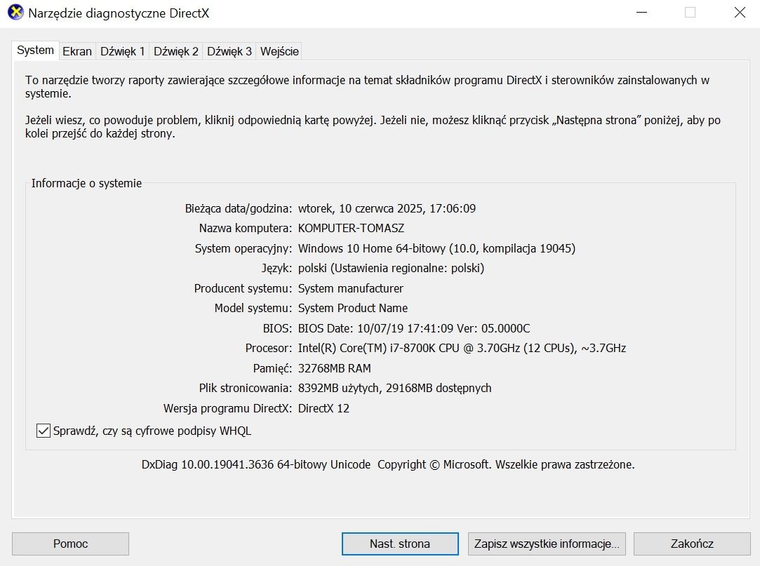 Komputer PC Intel Core I7-8700K, SSD 750 GB, Pamięć RAM 32 GB, GF GTX