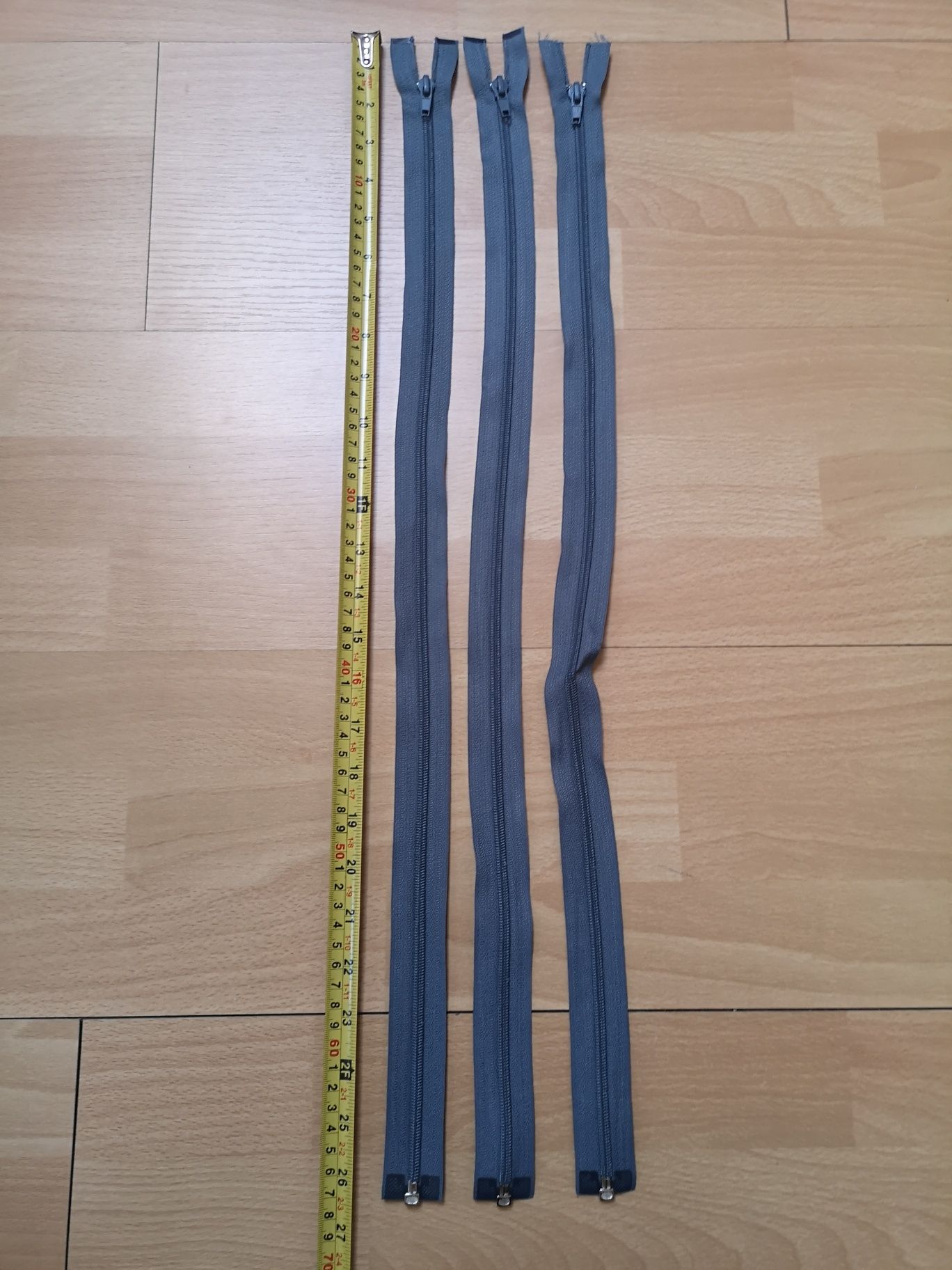 3 x Zamek długi 65 cm jeansowy błyskawiczny denim niebieski