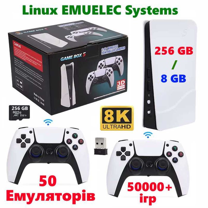Игровая приставка Game Box PC5 256 ГБ Linux EmuELEC HDMI 8K 50000+ игр