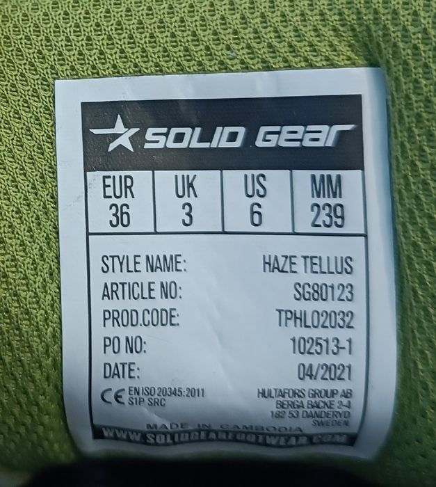 Buty Solid Gear BOA Haze Tellus Robocze Ochronne Rozmiar 36