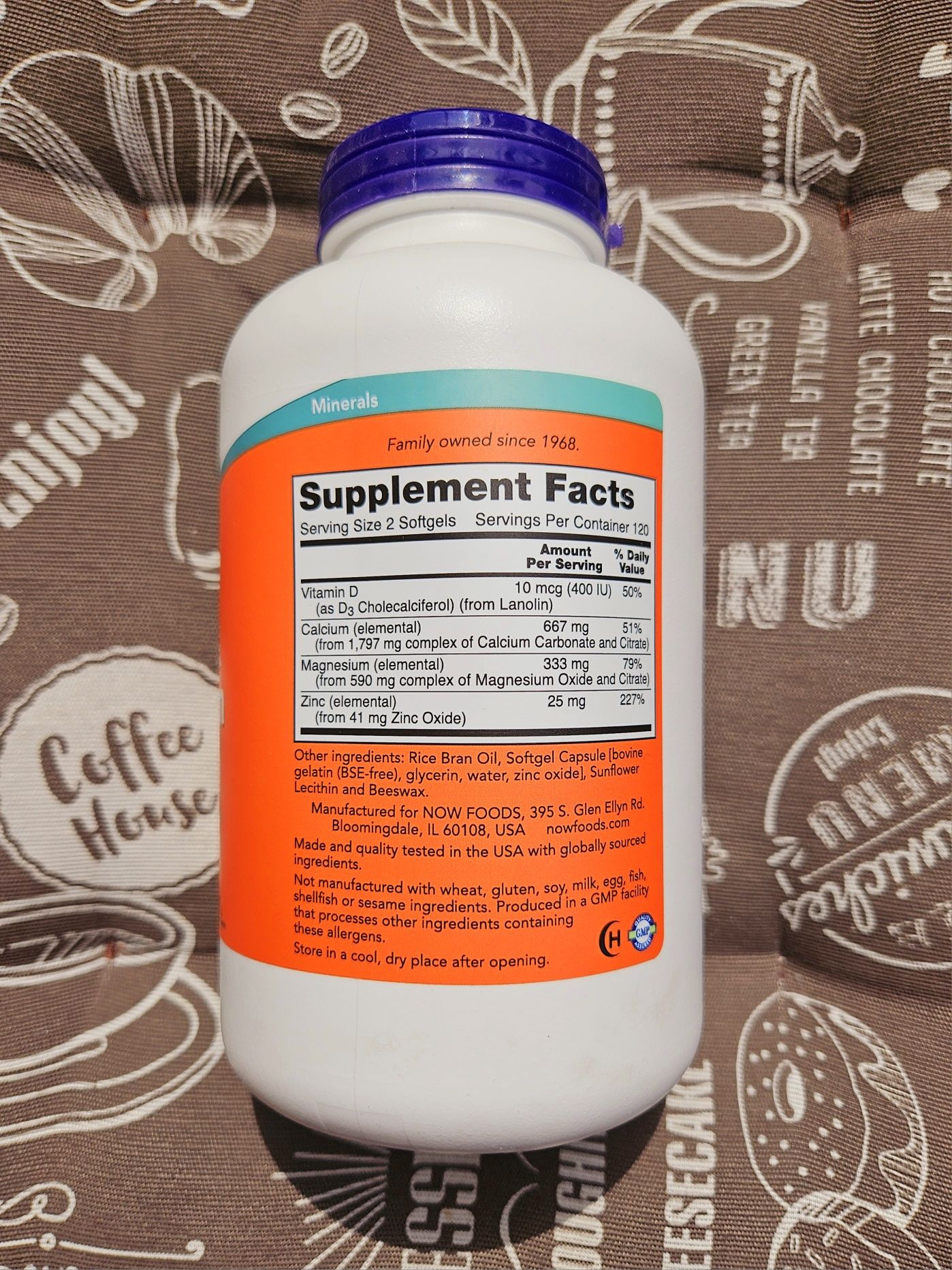 Now Foods кальцій магній цинк вітамін Д3 calcium magnesium 120 240 шт