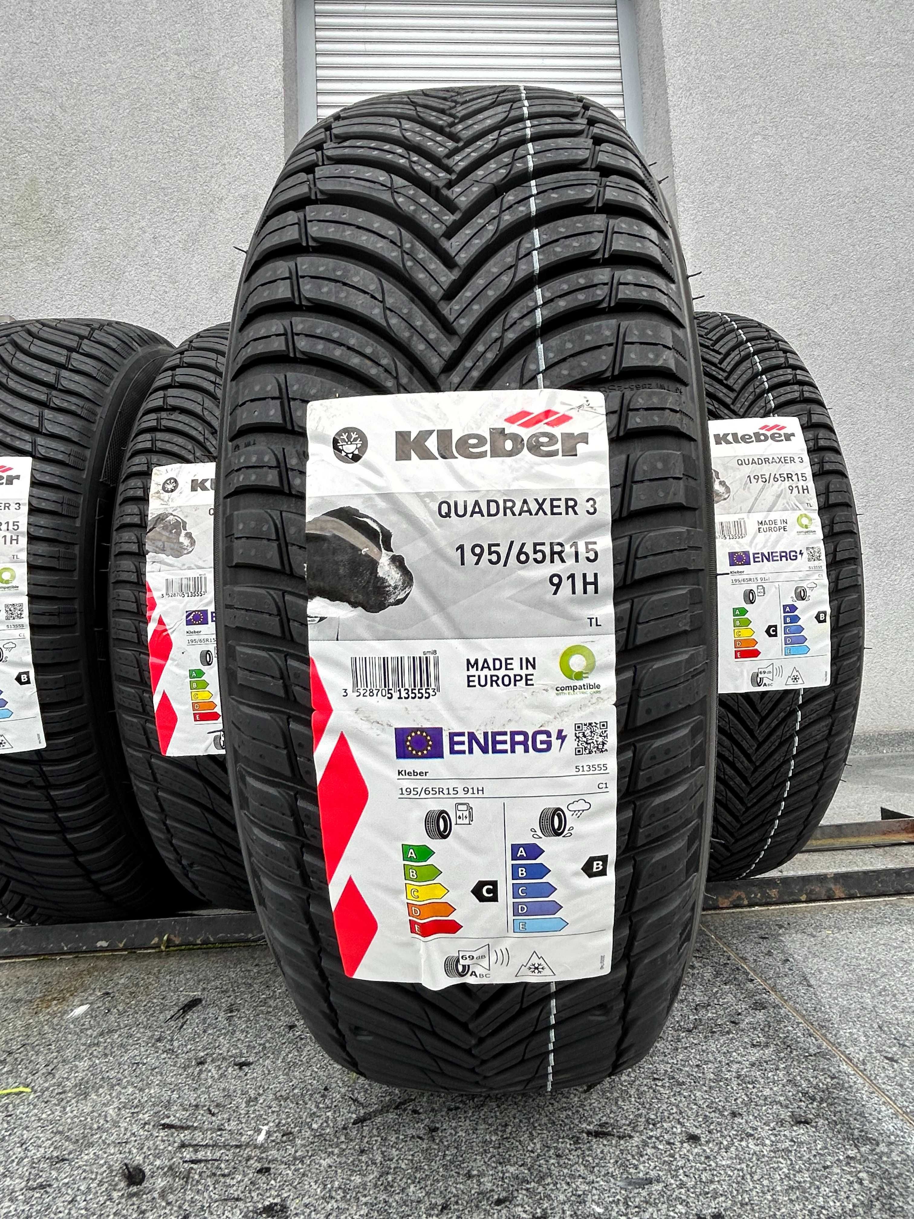 Całoroczne 195/65R15 Kleber Quadraxer3 prod. 2024r C,B,69db gwar