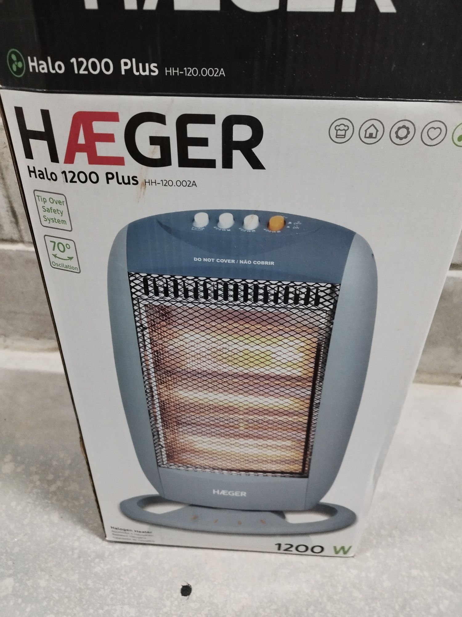 Aquecedor Halogéneo Haeger Halo 1200 Plus - 1200W